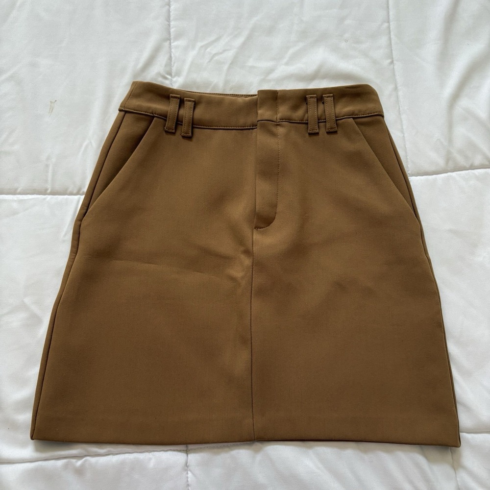 Zara Mini Skirt Womens XS Brown Pockets Officechic Corpcore Business Casual